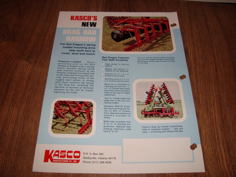 Vintage Kasco Drag Bar Harrow Brochure Single Page gallery
