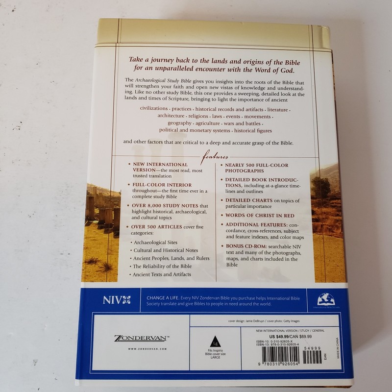 Zondervan Archaelogical Study Bible NIV Hardcover Book W/Software Disc 2005 gallery