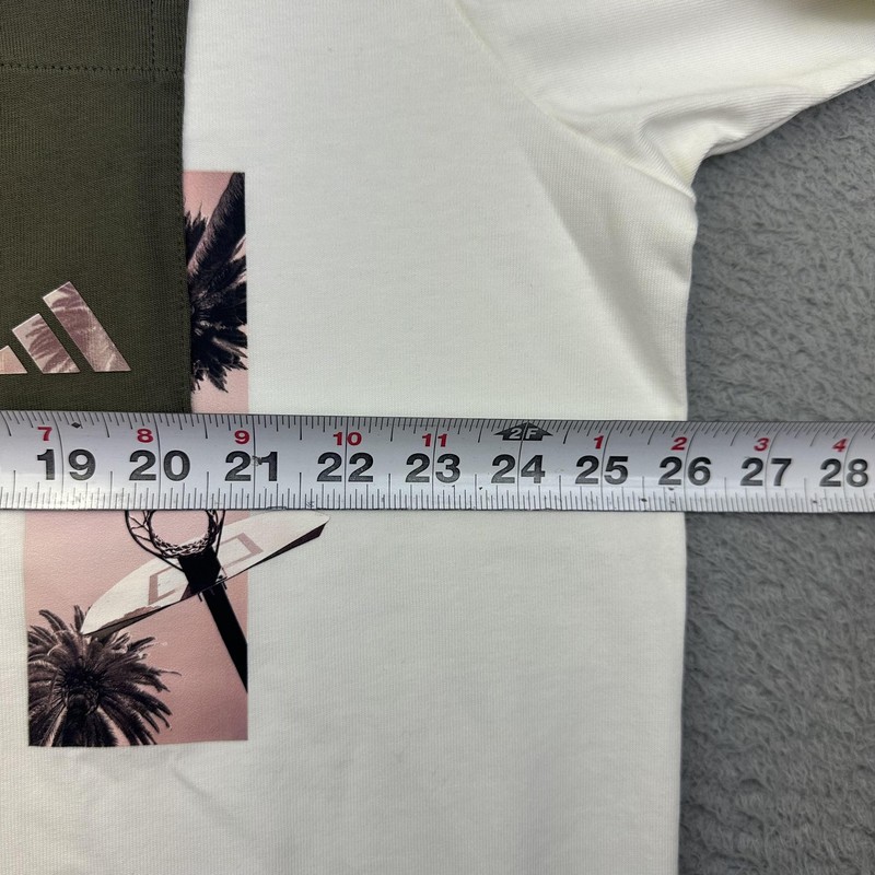 Adidas Shirt Men XL Off White MT Lens Pocket Graphic Loose Fit Cotton Basketball gallery