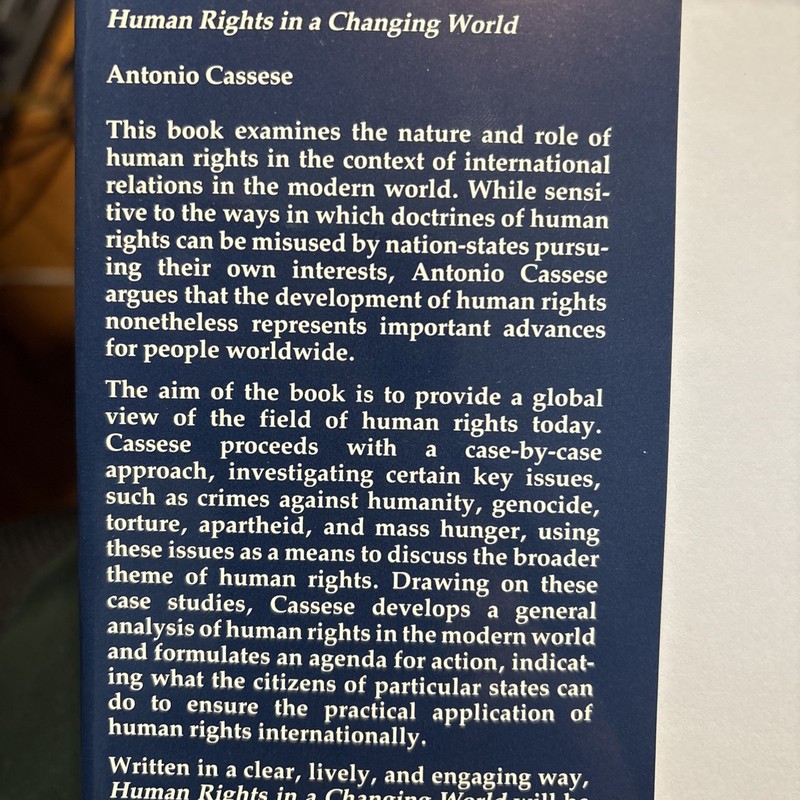 Human Rights in a Changing World By Antonio Cassese HC DJ 1990 EUC gallery