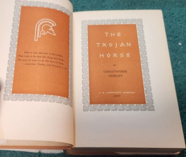1937 THE TROJAN HORSE Christopher Morley First Edition J.B. Lippincott hc/dj gallery