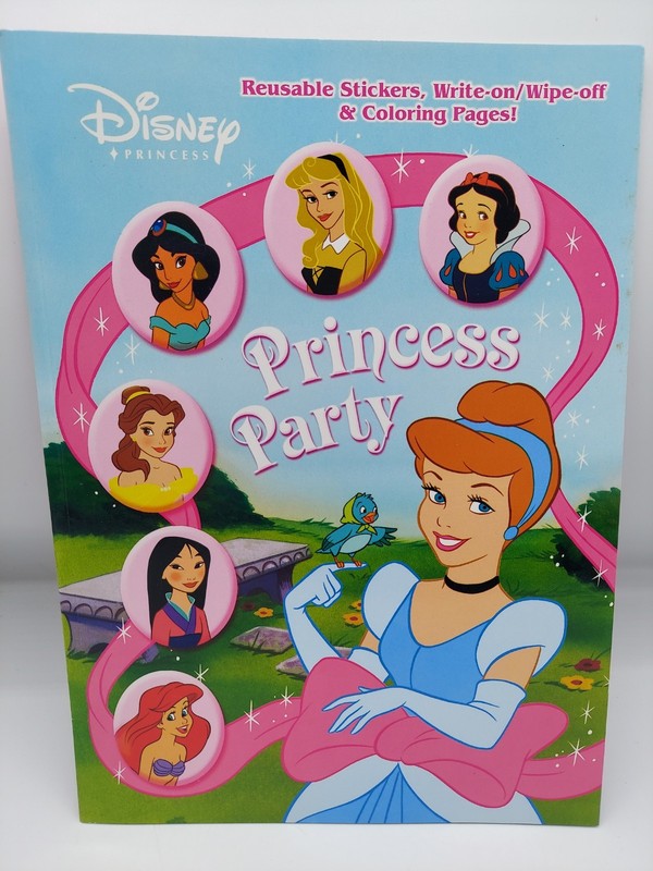 2007 Golden Disney Princess Party Reusable Sticker Write On/Off Coloring Book