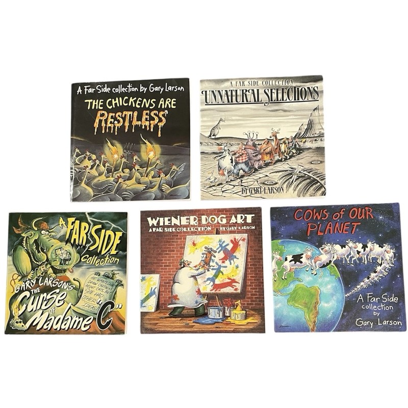 Vintage Far Side Gary Larson 5 Book Lot Chickens Restless Cows Wiener Dog Art