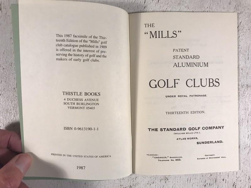 Mills Patent Standard Aluminium Golf Clubs Facsimile of Antique Catalogue gallery