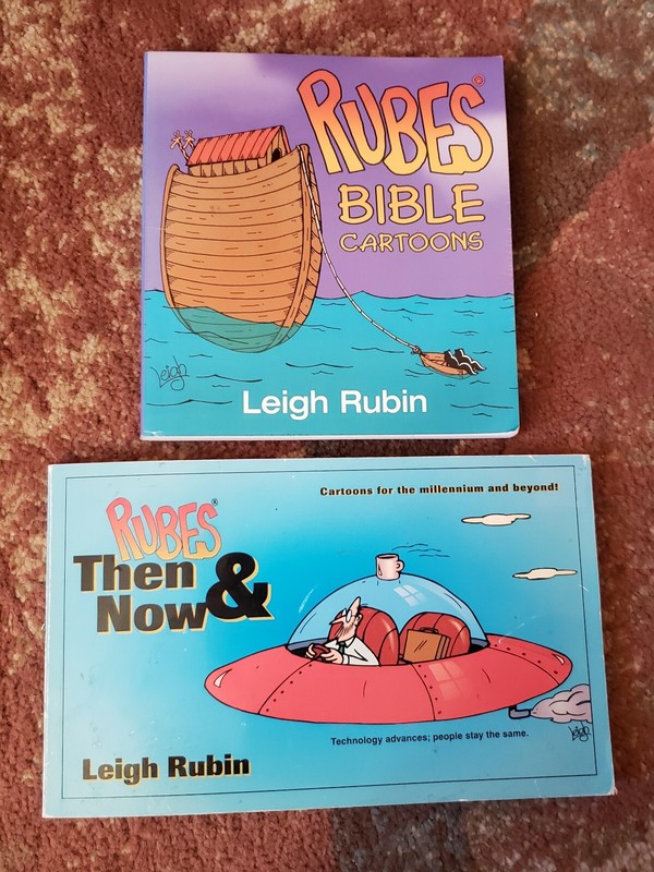 Rubes Cartoon Book Lot of 2 by Leigh Rubin, Then & Now, Rubes Bible BOTH SIGNED