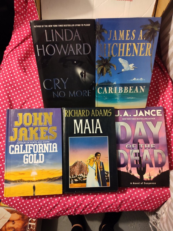 Hardcover Fiction Book Lot of 5 Linda Howard Michener John Jakes Adams Jance HC