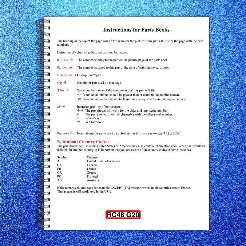 KUBOTA RC48-G20 Mower Deck Parts List Manual – STEEL WIRE BOUND – TOUGH COVERS