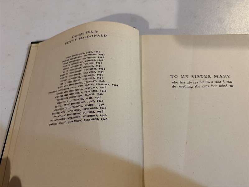 1946 hardcover, The Egg and I, 22nd impression, Betty MacDonald gallery