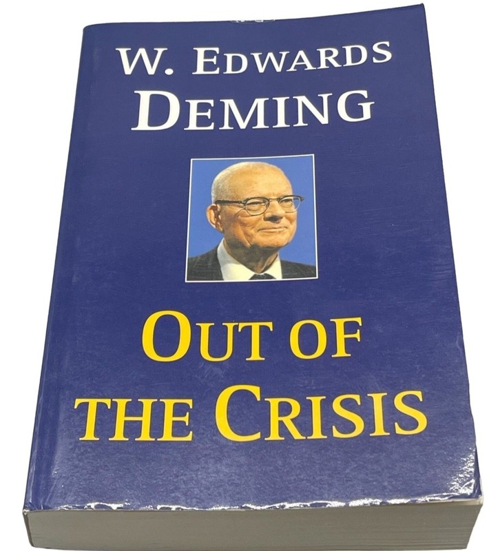 Out of the crisis book softback 507 pages 2000 copyright blue yellow paper READ