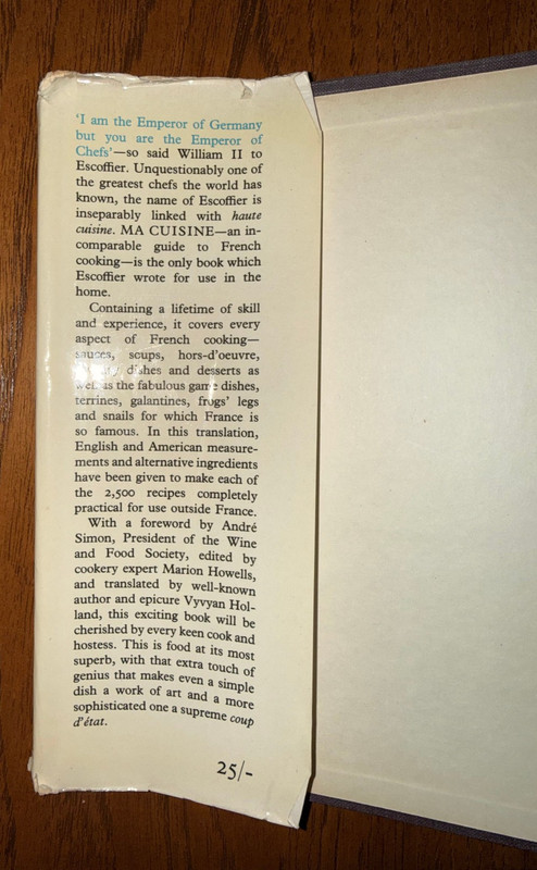 Ma Cuisine Auguste Escoffier 888 pages 1st English Edition (second printing 1966 gallery