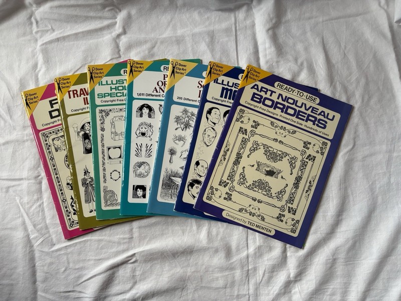 Lot of Graphic Clip Art Books – Dover Clip-Art Series – Lot Of 7 – Not Used
