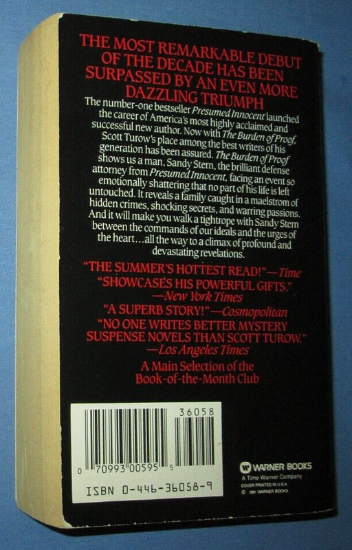 The Burden Of Proof By Scott Turow, 1991, 1st Printing, Paperback gallery