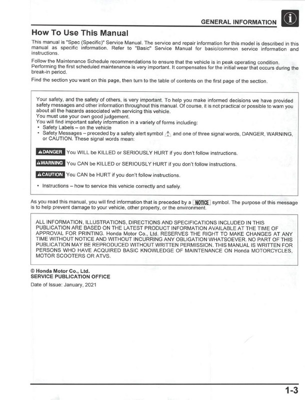 HONDA CRF300L CRF300LA CRF300LR CRF300LRA Service Manual 2021 - WIRE BOUND gallery