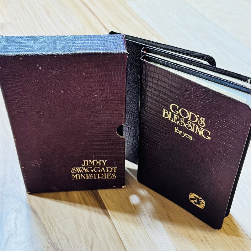 Jimmy Swaggart Ministries 3 Leather Pocket Size Religious Book Set Gilded Edges