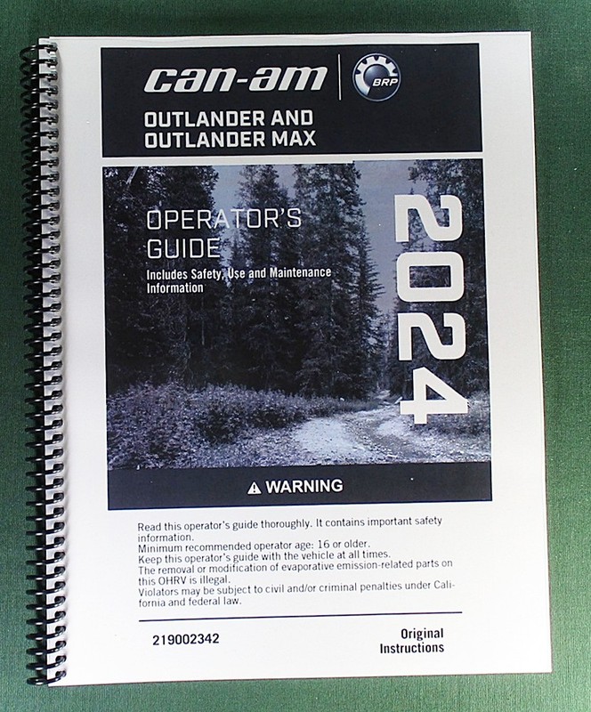 2024 Can-Am Outlander 700 XT 4X4 Owner’s Manual: 394 Pages & Protective Covers