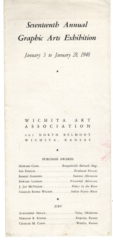 1948 7th Annual Graphic Arts Exhibition Wichita Art Association