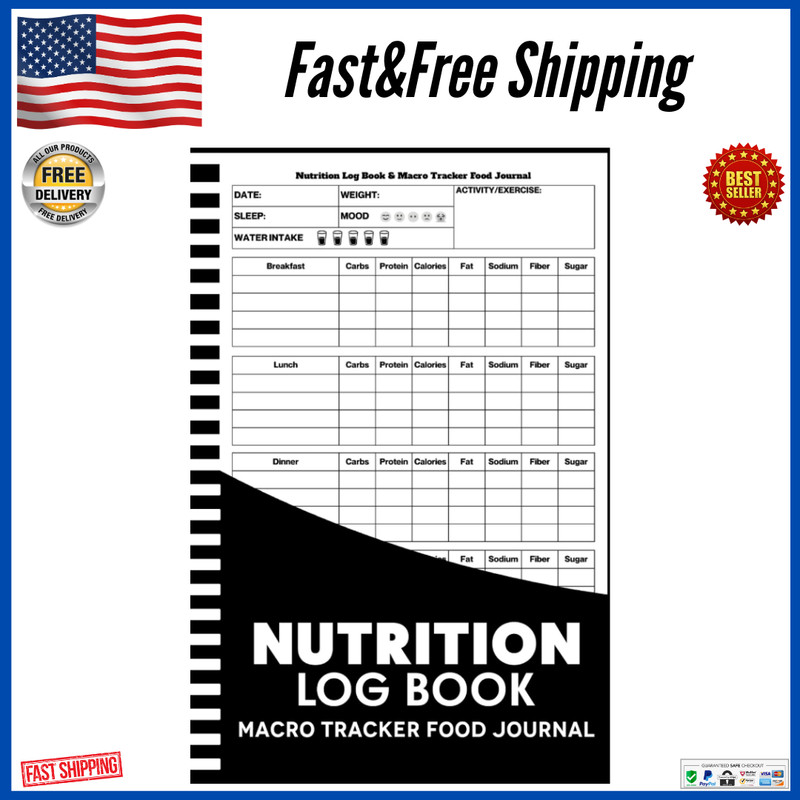 Nutrition Log Book & Macro Tracker Food Journal: Daily Food Intake Log For Keepi
