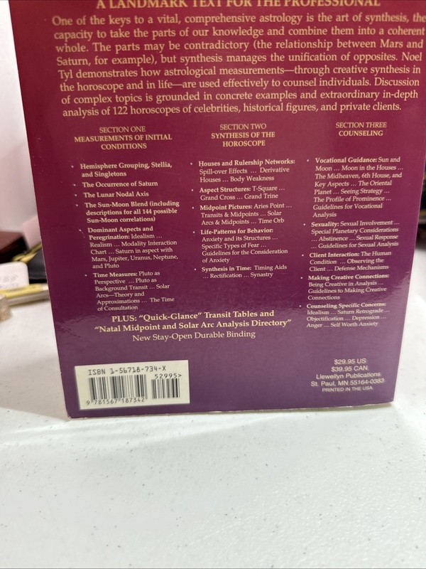 Synthesis & Counseling in Astrology Noel Tyl Llewellyn 1998 Pro Astrology Book gallery