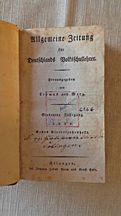 Allgemeine Zeitung für Deutschlands Volksschullehrer 7. Jg. 1823 Merz: gallery