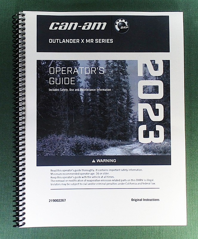 2023 Can-Am Outlander 850 X MR Owner’s Manual: 258 Pages & Protective Covers