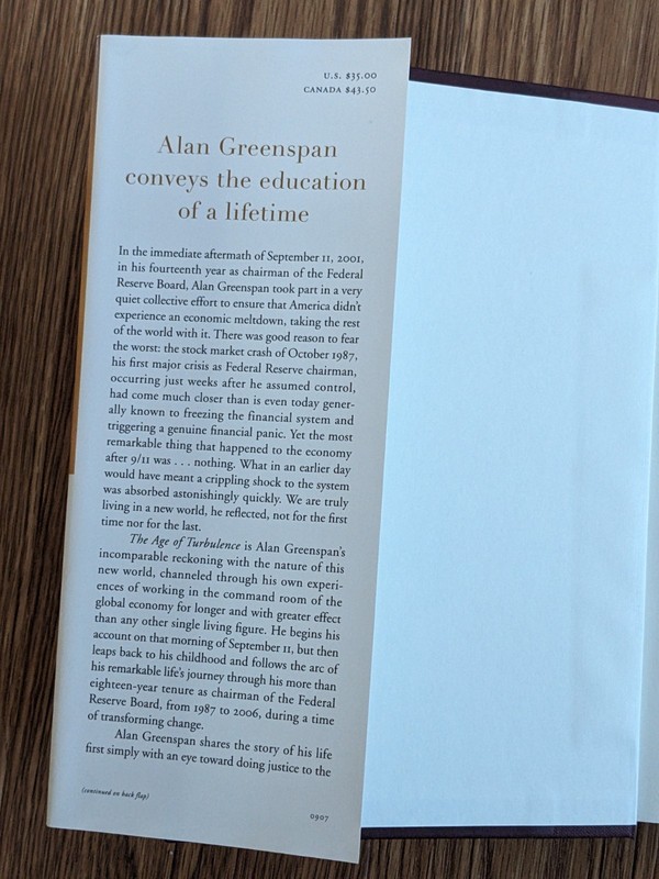 Alan Greenspan SIGNED copy of Age of Turbulence : Adventures in a New World H/C gallery