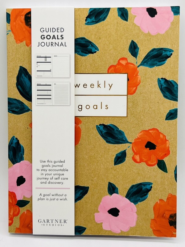 Guided Floral Weekly Goals Journal by Gartner Studios Undated Lined 192 Pg 6x8