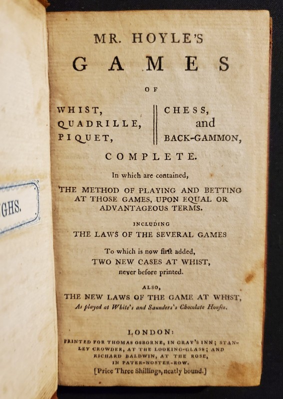 1700's RARE BOOK Mr. Hoyle's Games of Whist, Quadrille, Piquet Chess Back-Gammon gallery