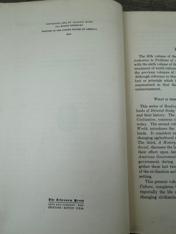 An Introduction to Problems of American Culture Harold Rugg 1931 Ginn & Company gallery
