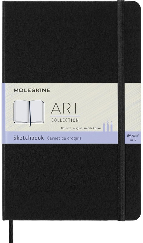 Moleskine Art Plus Sketchbook, Large, Plain, Black, Hard Cover (5 x 8.25)