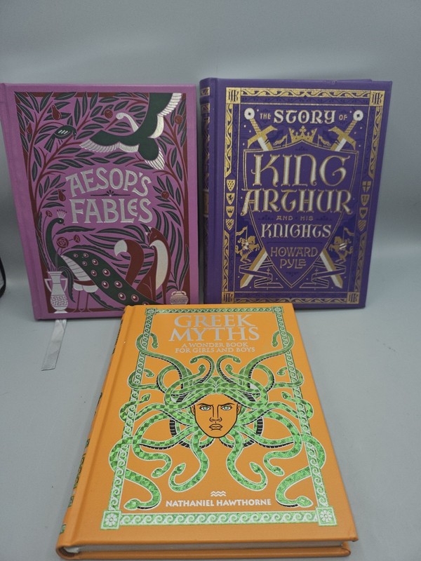 3 Barnes & Noble Books The Story of King Arthur & Aesop’s Fables & Greek Myths