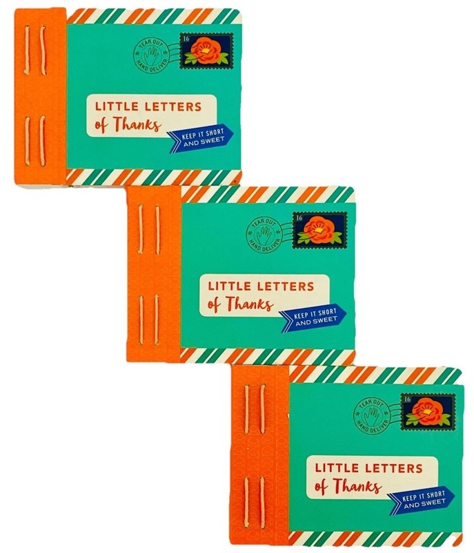 3 Pk “Little Letters of Thanks” 75 Tear-Out Thank You Notes Per Book + Stickers!