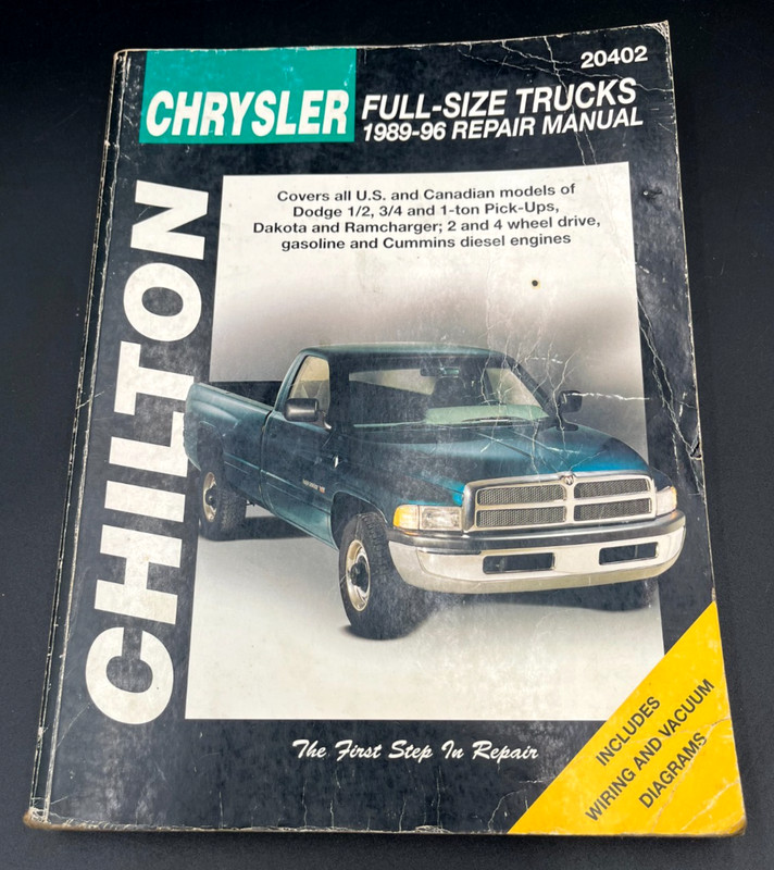 Chilton Repair Manual 1989-96 Chrysler Dodge Full Size Truck 20402 Gas & Diesel