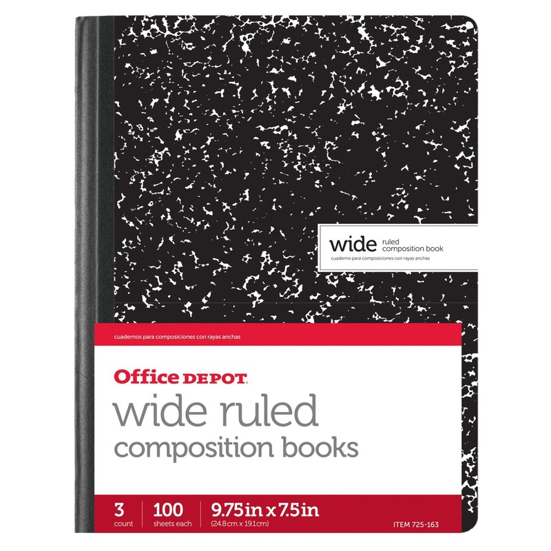 Office Depot Composition Book, 7 1/2in. x 9 3/4in., Wide-Ruled, 100 Sheets, …