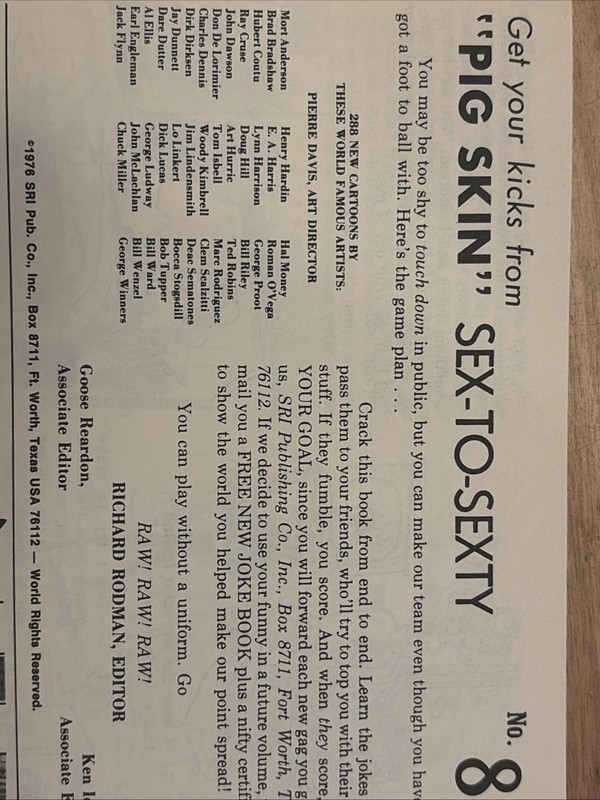 SEX TO SEXTY Adult Humor Book #81 “Pigskin” Pierre Davis Rare - 1976! gallery