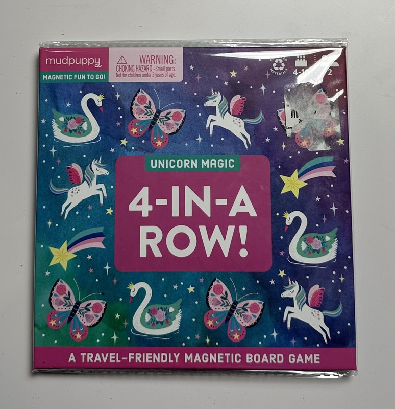 Unicorn Magic 4-In-a-Row Magnetic Board Game by Mudpuppy (2020, Game)