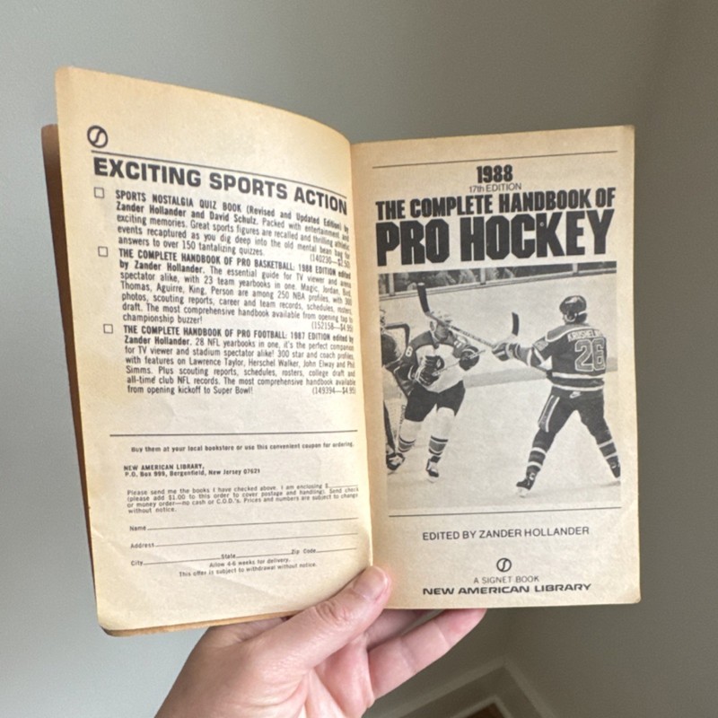 New American Library Complete Handbook of Pro Hockey Hollander Paperback 1988 N… gallery