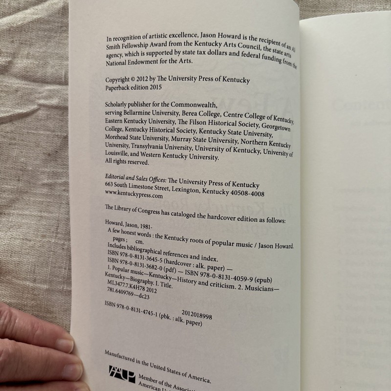 A Few Honest Words: The Kentucky Roots of Popular Music paperback gallery