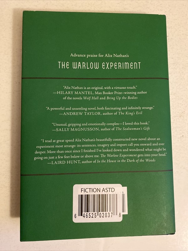 The Warlow Experiment by Alix Nathan HC DJ 1ST AMERICAN EDITION 258 PAGES gallery