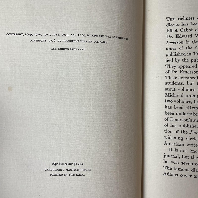 The Heart of Emersons Journals Ralph Waldo Emerson 1926 1st Ed. HCDJ Bliss Perry gallery