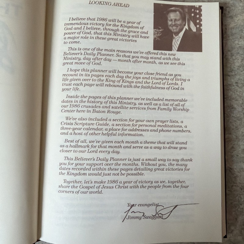 1986 The Believer’s Daily Planner Jimmy Swaggart Ministries Hardcover SEE NOTES gallery