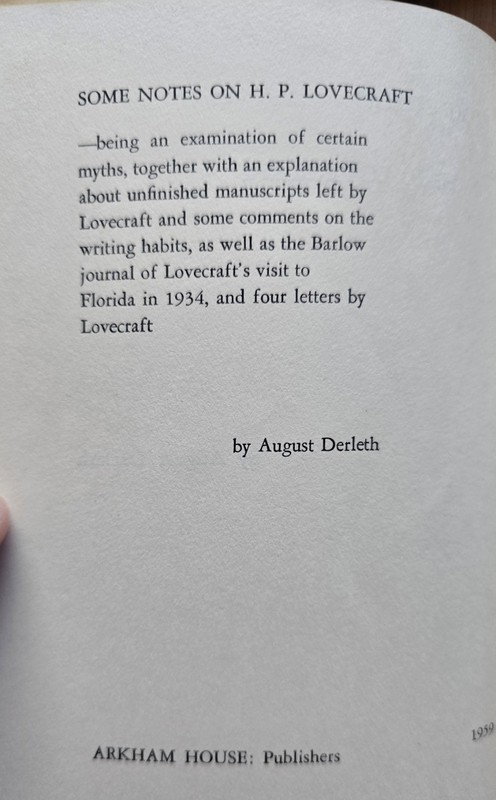 SOME NOTES ON H P LOVECRAFT August Derleth 1959, Plus 2 1st Edition HP Lovecraft gallery