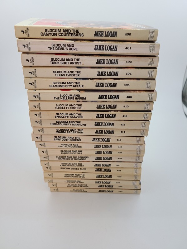 Vintage Slocum Western paperbacks from the Jake Logan adult series. Lot Of 20