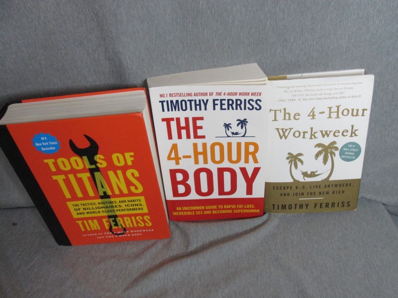 Lot of 3 Books By Timothy Ferriss 4 Hour Body-Workweek- Tools Of The Titans