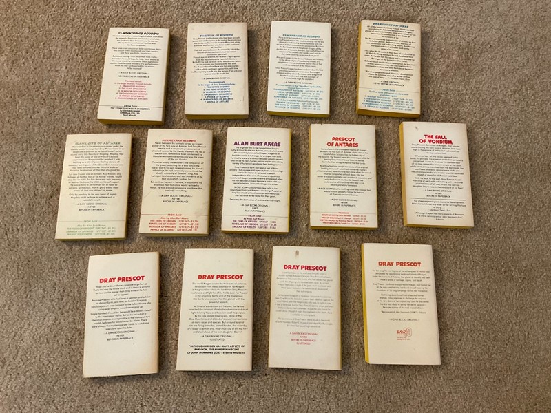 Lot of 13 DAW Yellow Spine: Alan Burt Akers Dray Prescot All 1st printings gallery