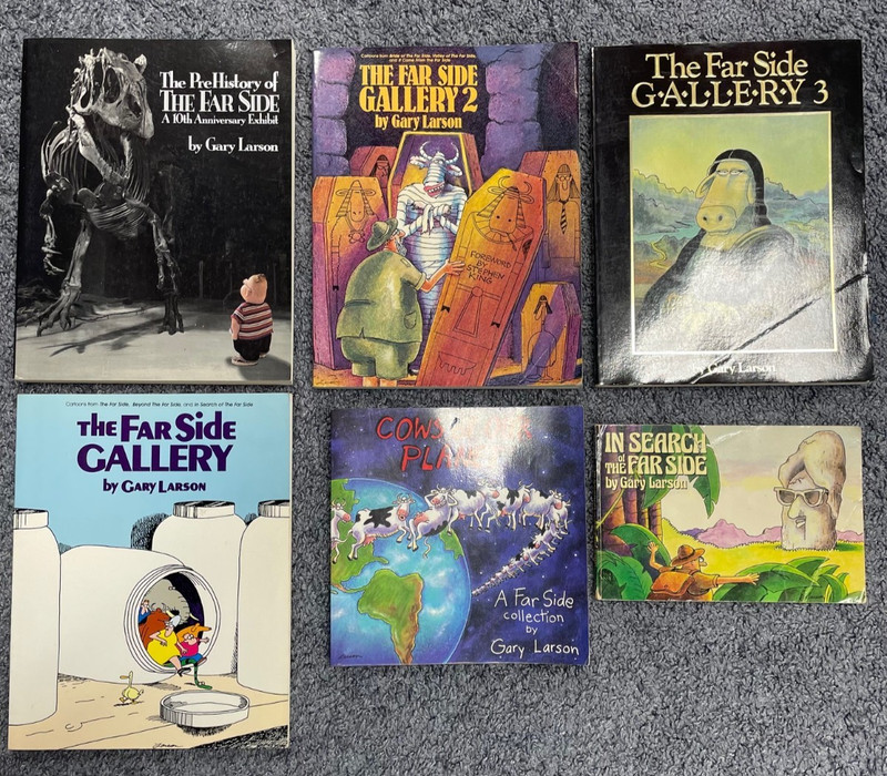 Lot of 6 The Far Side Gallery 3, 4, The PreHistory of the Far Side Gary Larson