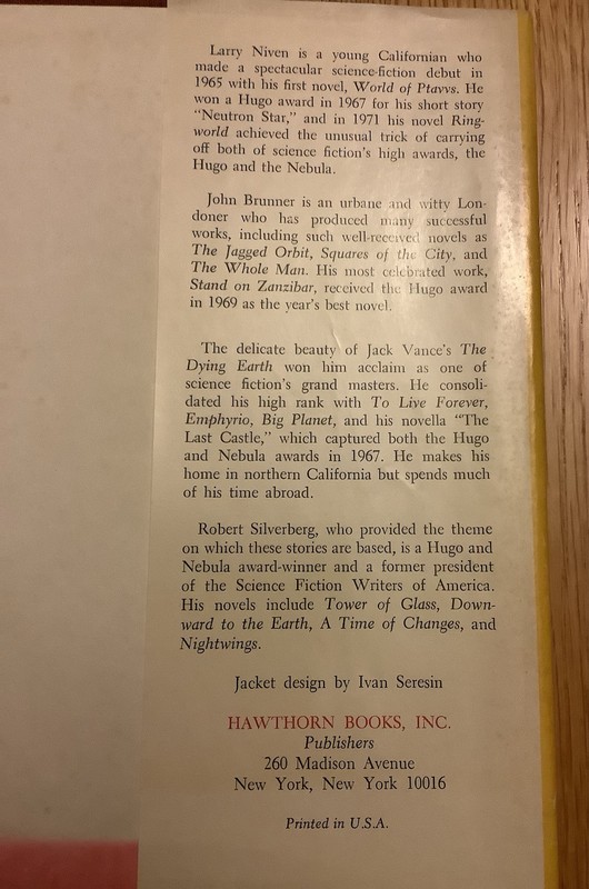 Three Trips in Time and Space Larry Niven, John Brunner & Jack Vance 1st Ed 1973 gallery