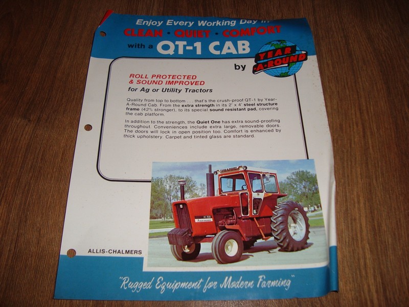 Vintage Year A Round QT-1 Cab For AG Or Utility Tractors Brochure Single Page