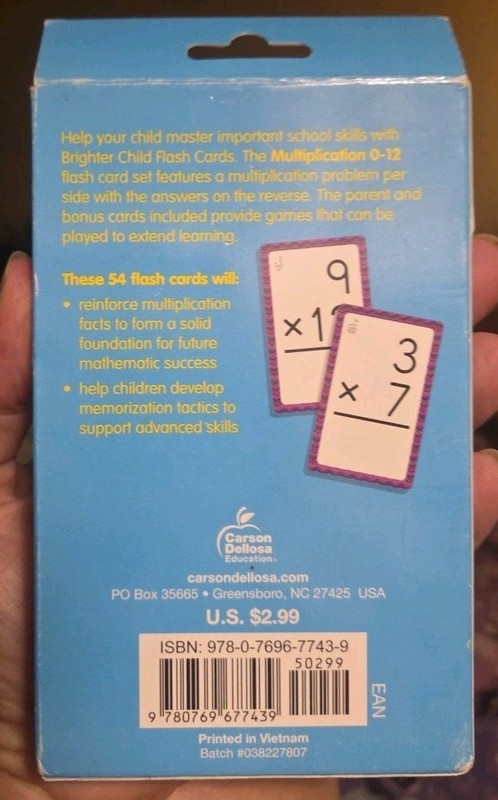 Carson Dellosa Multiplication 0-12 54 MATH FLASH CARDS for Kids Ages 8+ gallery