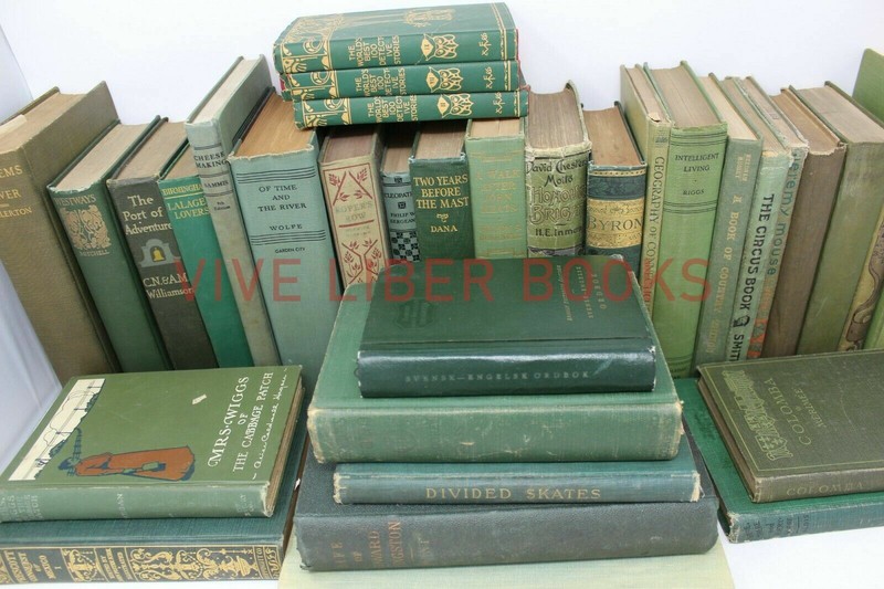 Lot of 5 GREEN / Shades of Green Old Vintage Antique Rare Hardcover Random Books gallery