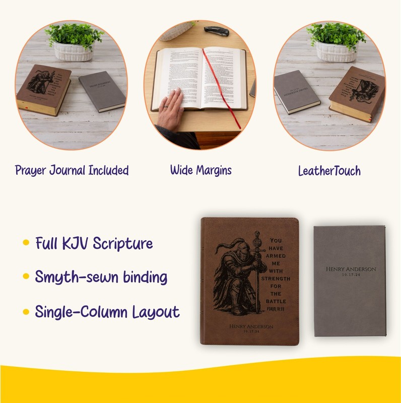 Personalized KJV Bible & Prayer Journal Set, Single-Column Wide-Margin Bible gallery